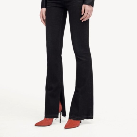 Rag & Bone Jeans Bella Flare Split Hem Black Womens Sz 30 Stretch High Rise - Picture 5 of 10